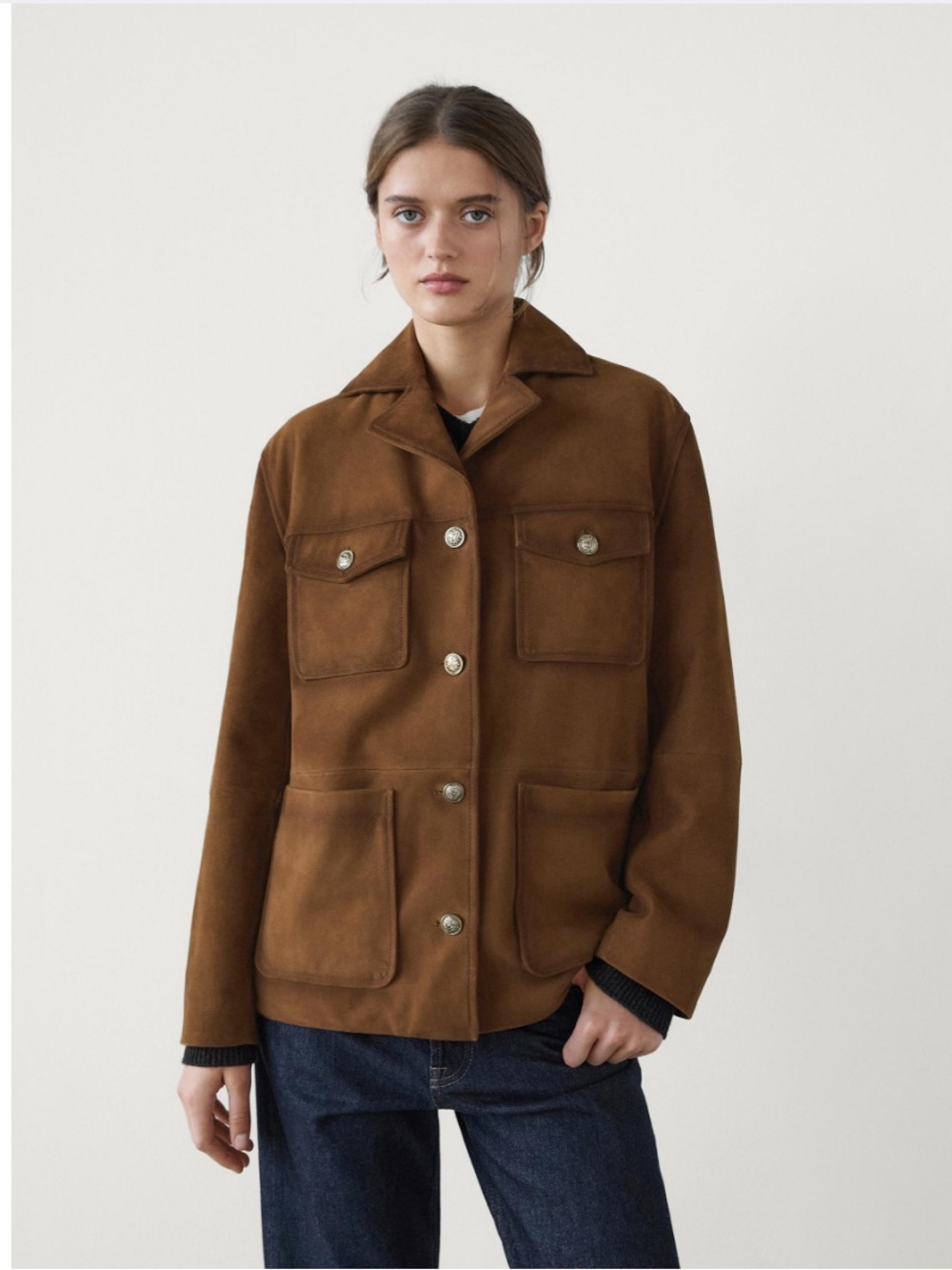 Massimo Dutti Jacket with Suede Pockets-NWT